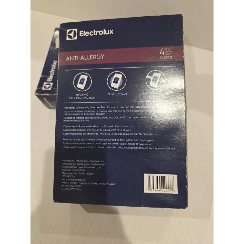 Genuine Electrolux Anti-Allergy Vacuum Bags 1- 4 Pack + 2 (EL202G) NWT